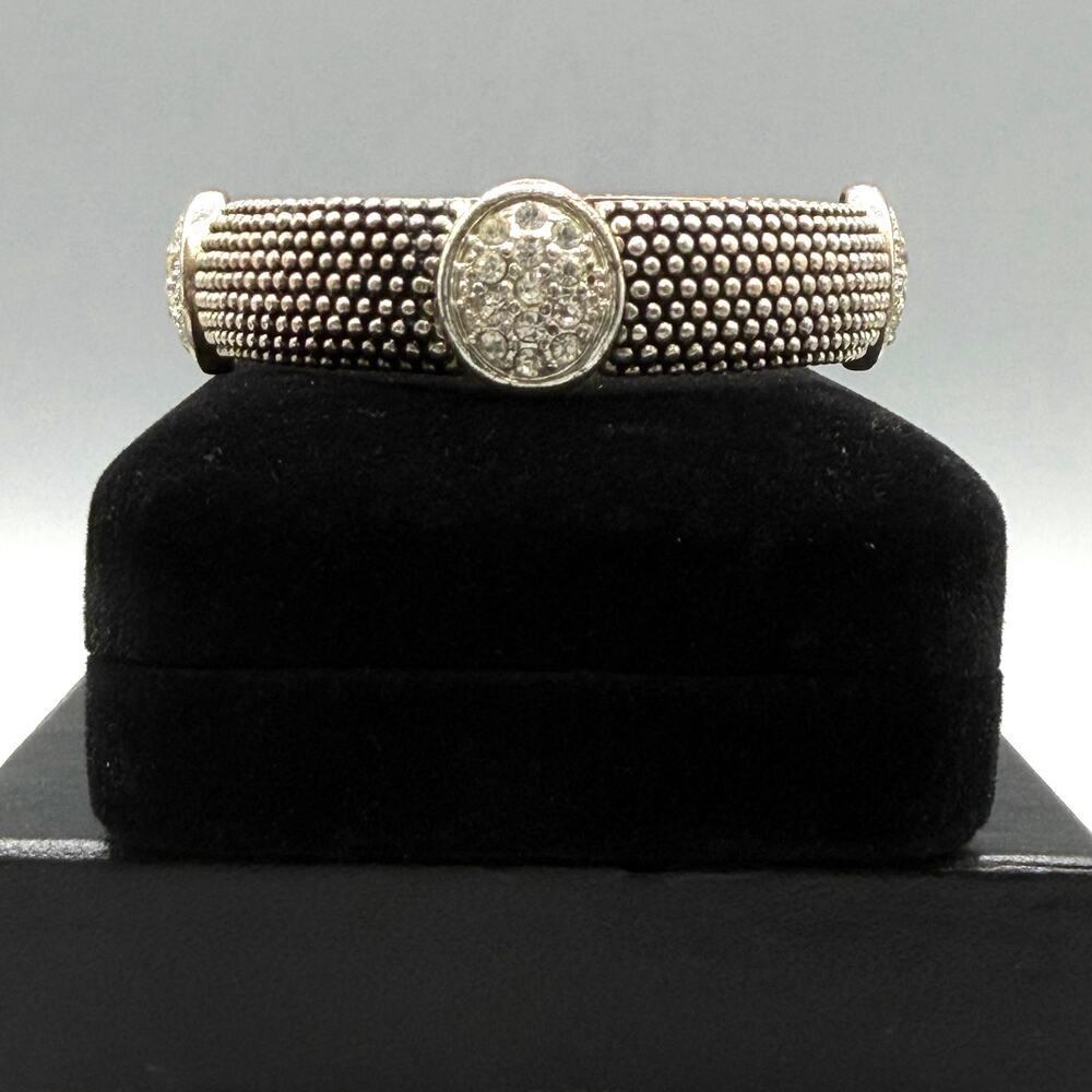 Vintage Caviar Textured Rhinestone Pavé Stretch Bracelet